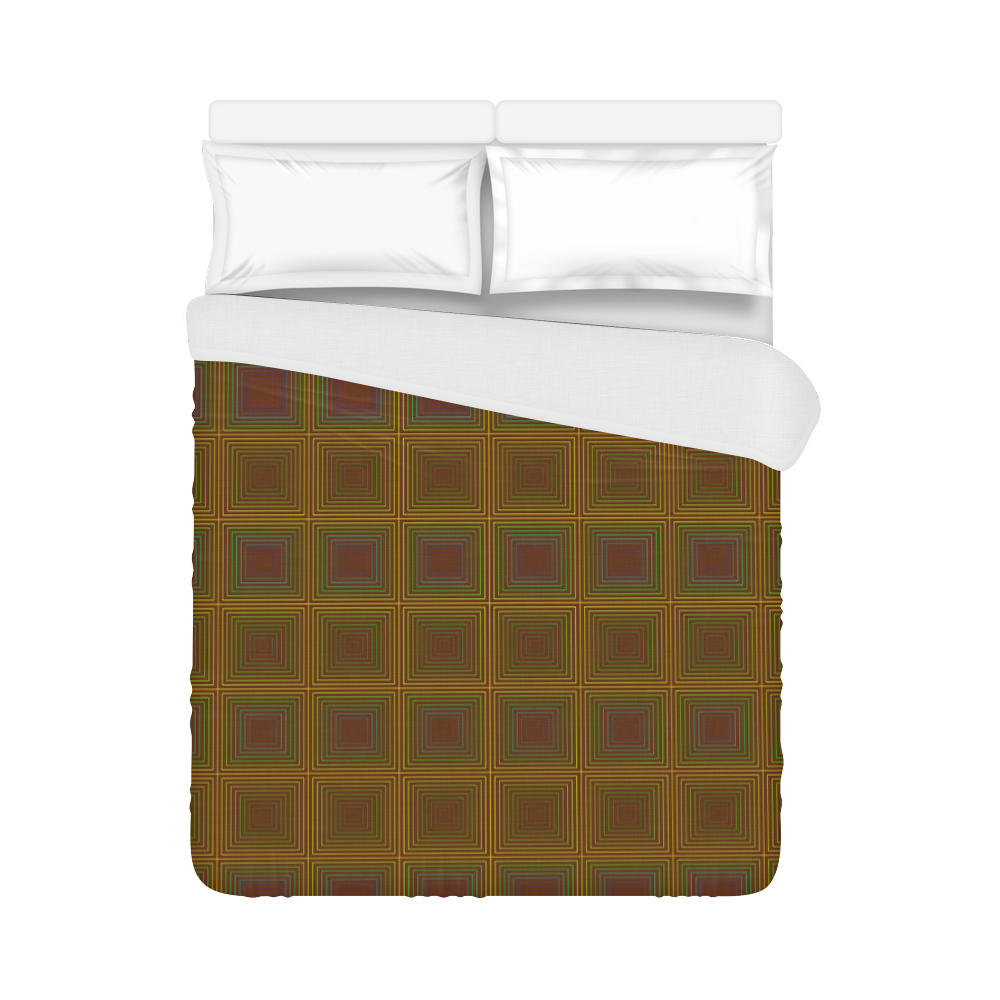 Golden brown multicolored multiple squares Duvet Cover 86"x70" ( All-over-print)