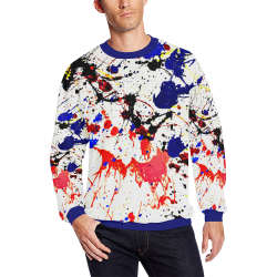 Blue & Red Paint Splatter All Over Print Crewneck Sweatshirt for Men/Large (Model H18)