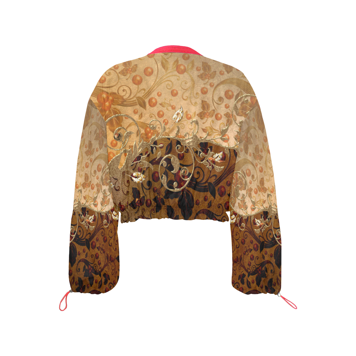Wonderful decorative floral design Cropped Chiffon Jacket for Women (Model H30)