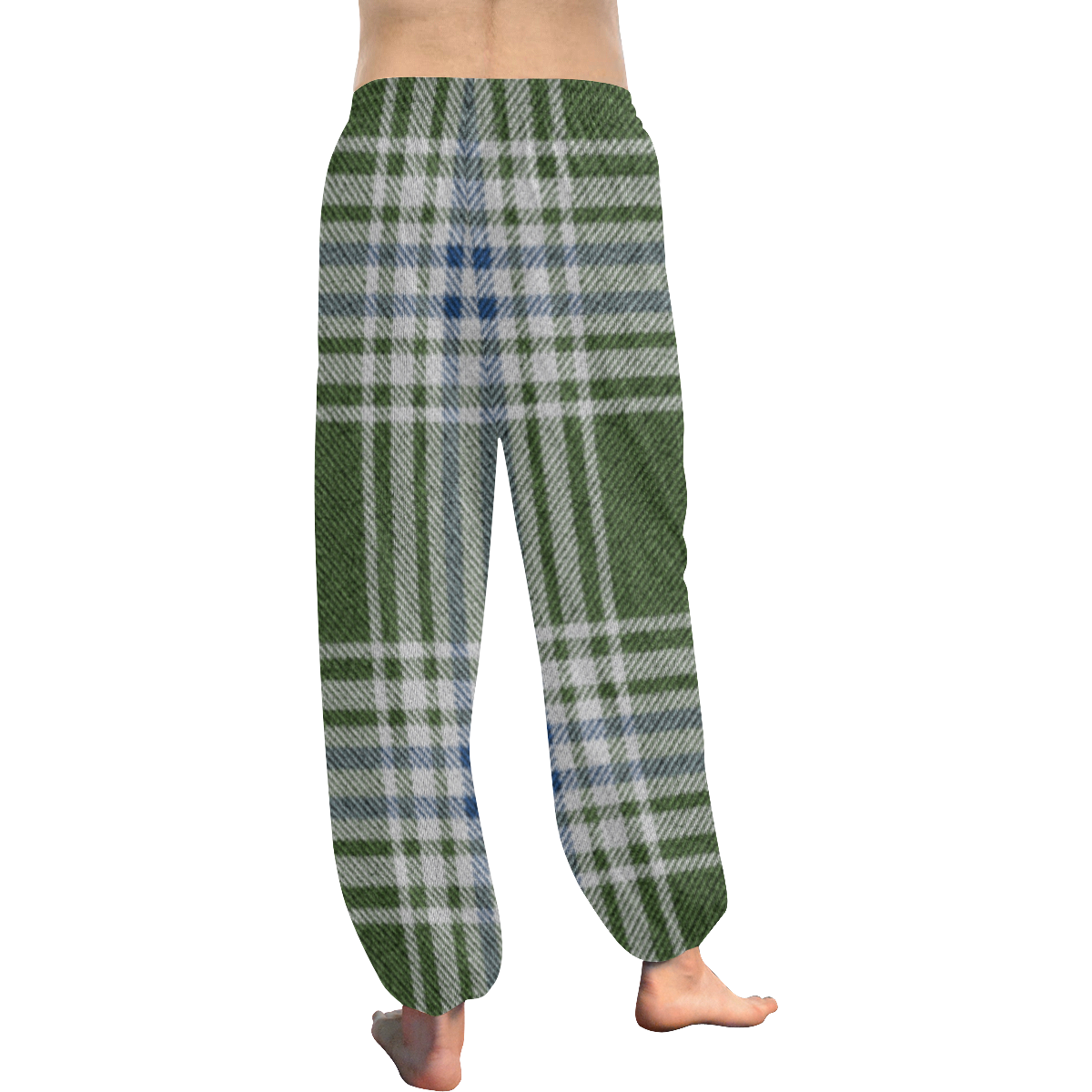 Green Blue Plaid Women's All Over Print Harem Pants (Model L18)