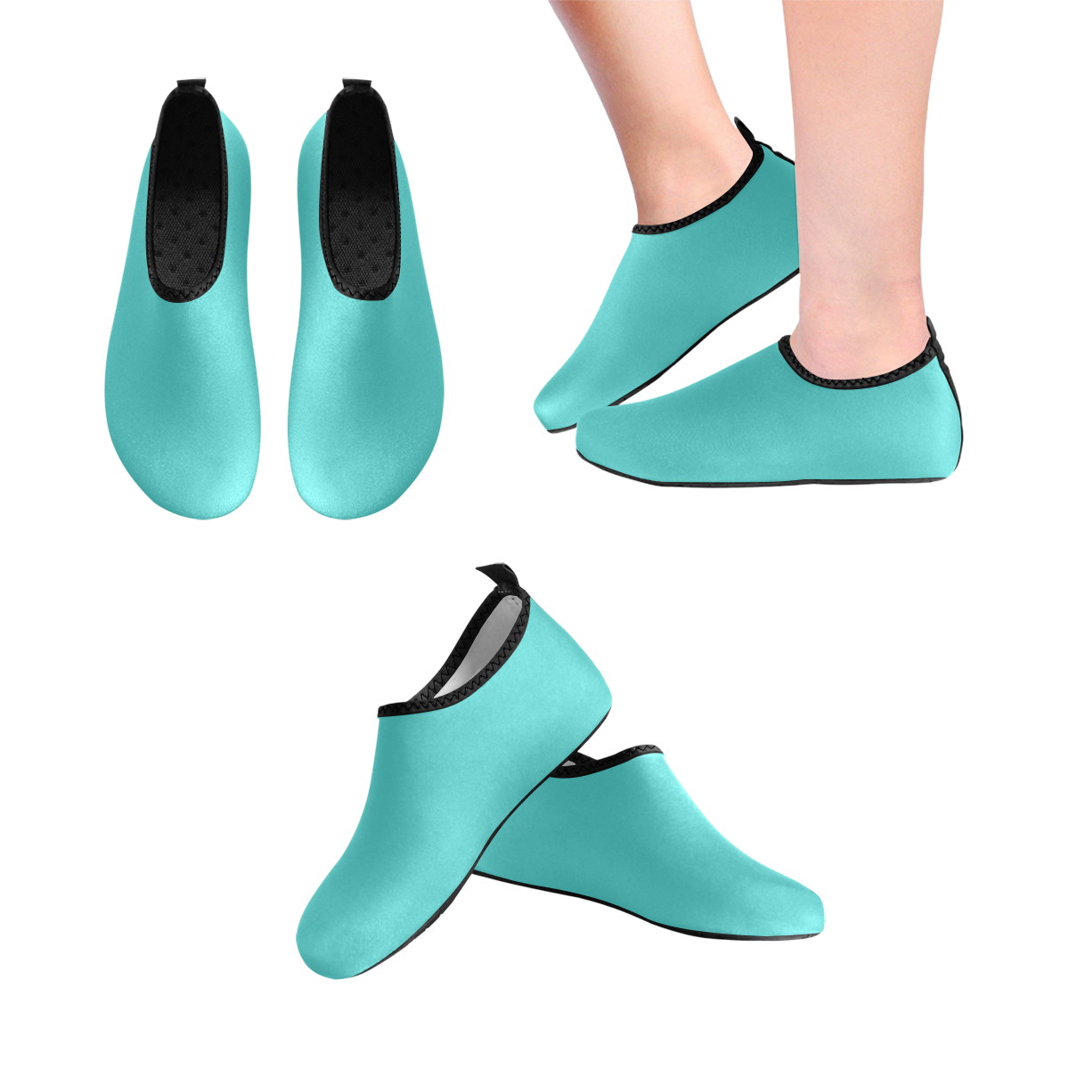 color medium turquoise Men's Slip-On Water Shoes (Model 056)