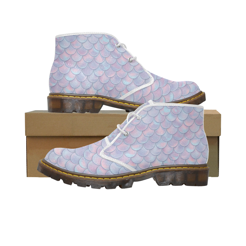 Mermaid Scales Women's Canvas Chukka Boots/Large Size (Model 2402-1)