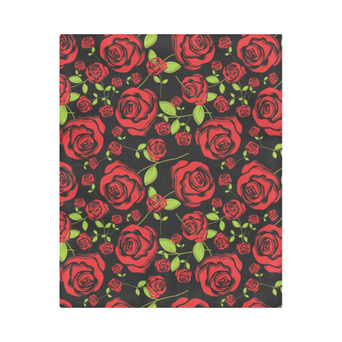 Red Roses on Black Duvet Cover 86"x70" ( All-over-print)