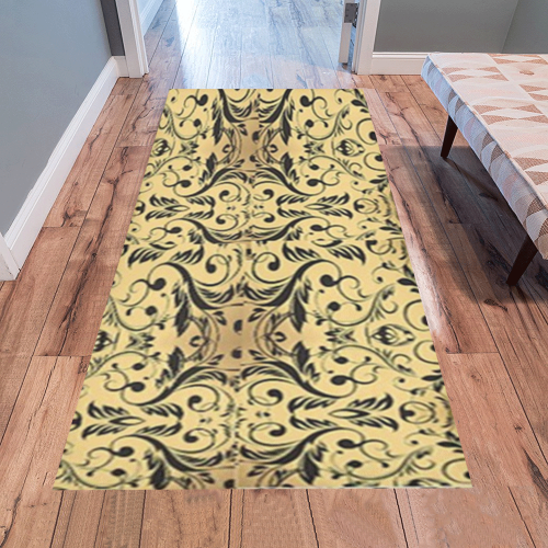 golden background floral seamless rug area rug Area Rug 7'x3'3''