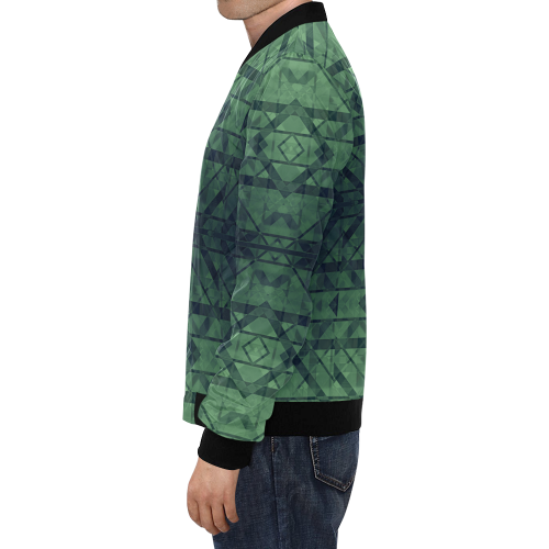 Sci-Fi Green Monster  Geometric design All Over Print Bomber Jacket for Men (Model H19)