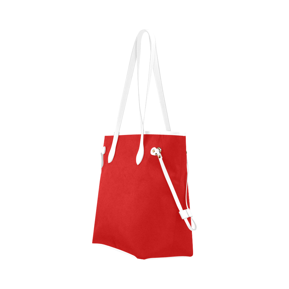 basic red with white handle / strap Clover Canvas Tote Bag (Model 1661)