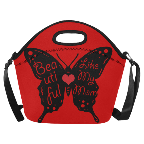 Beautiful LIKE MY MOM RED Neoprene Lunch Bag/Large (Model 1669)