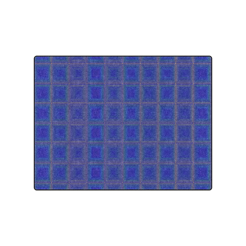 Royal blue golden multicolored multiple squares Blanket 50"x60"