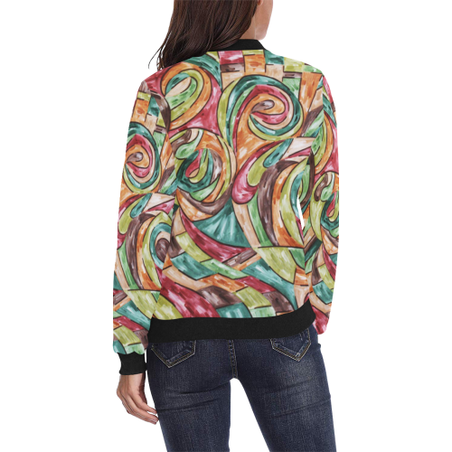 Earth All Over Print Bomber Jacket for Women (Model H36)