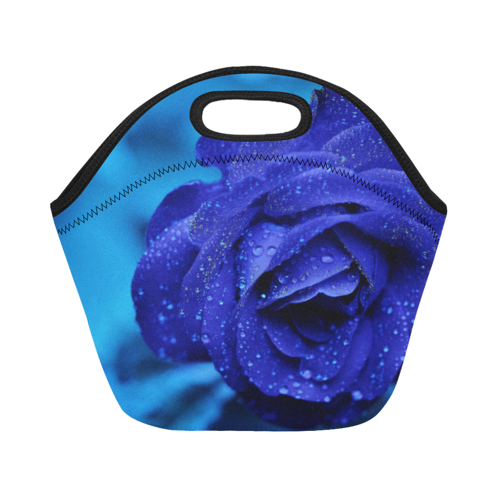 Blue rose Neoprene Lunch Bag/Small (Model 1669)