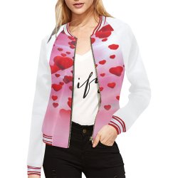 lovely romantic sky heart pattern for valentines day, mothers day, birthday, marriage All Over Print Bomber Jacket for Women (Model H21)