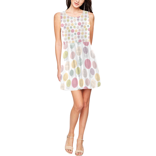 Colorful Cupcakes Thea Sleeveless Skater Dress(Model D19)