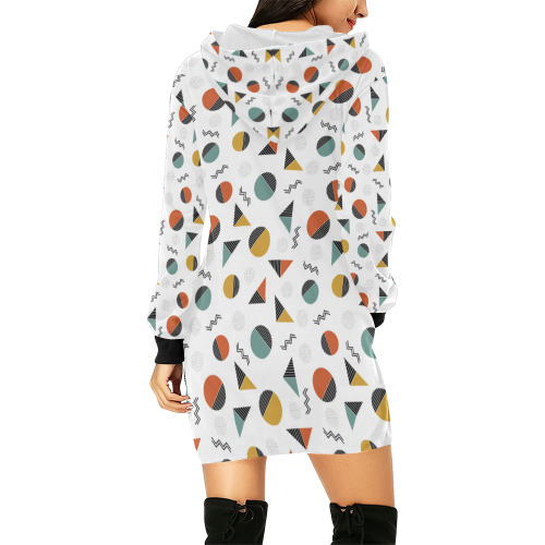 Geo Cutting Shapes All Over Print Hoodie Mini Dress (Model H27)