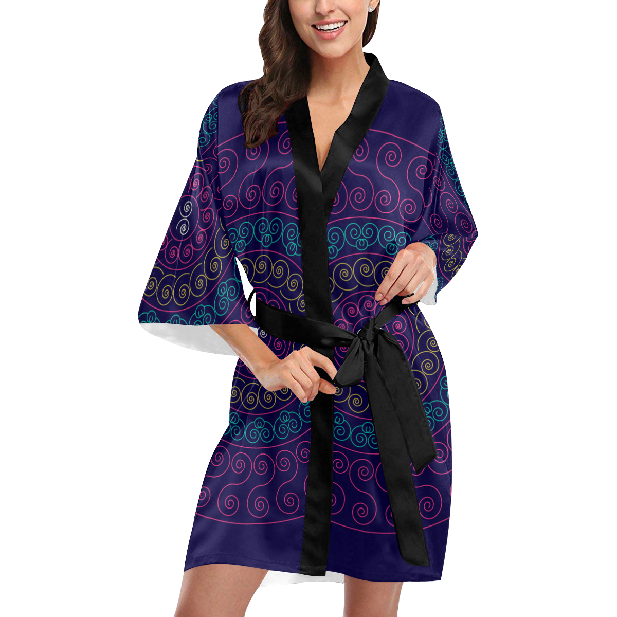 Purple Mandalas Kimono Robe