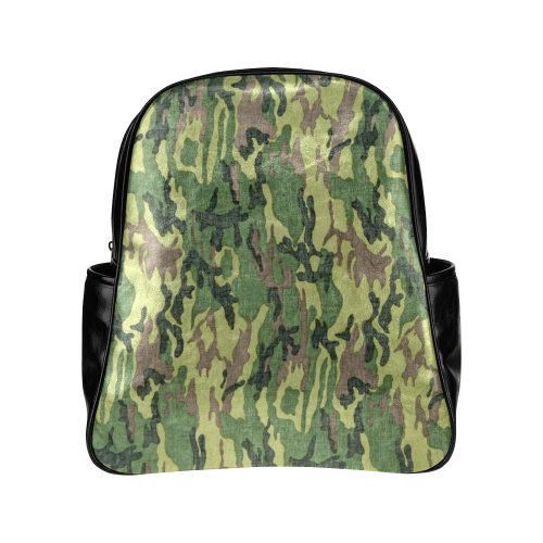 Military Camo Green Woodland Camouflage Multi-Pockets Backpack (Model 1636)