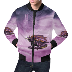Wonderful violet dragon All Over Print Bomber Jacket for Men/Large Size (Model H19)