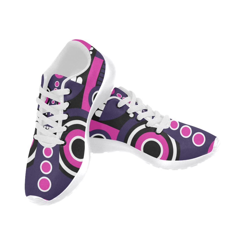 Pink Purple Tiki Tribal Women's Running Shoes/Large Size (Model 020)