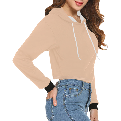 color apricot All Over Print Crop Hoodie for Women (Model H22)