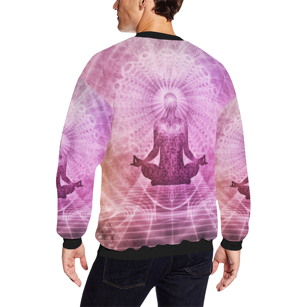 meditation yoga graphic art Men's Oversized Fleece Crew Sweatshirt/Large Size(Model H18)