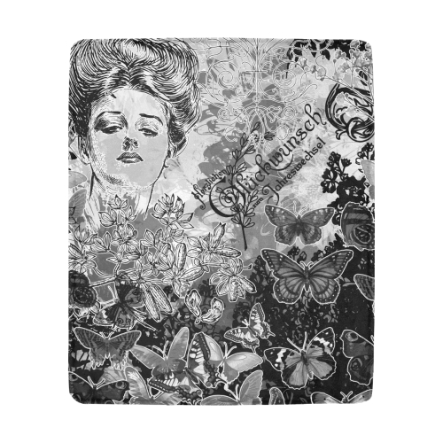 Lady and butterflies Ultra-Soft Micro Fleece Blanket 50"x60"