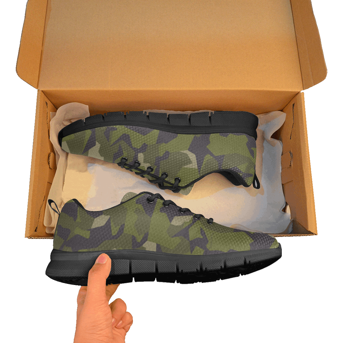 Swedish M90 woodland camouflage Men's Breathable Running Shoes (Model 055)