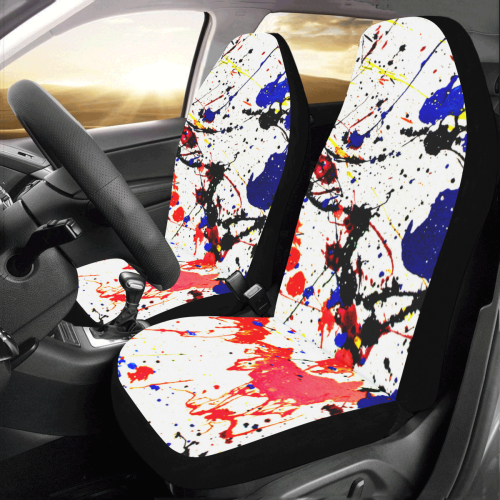 Blue & Red Paint Splatter Car Seat Covers (Set of 2)