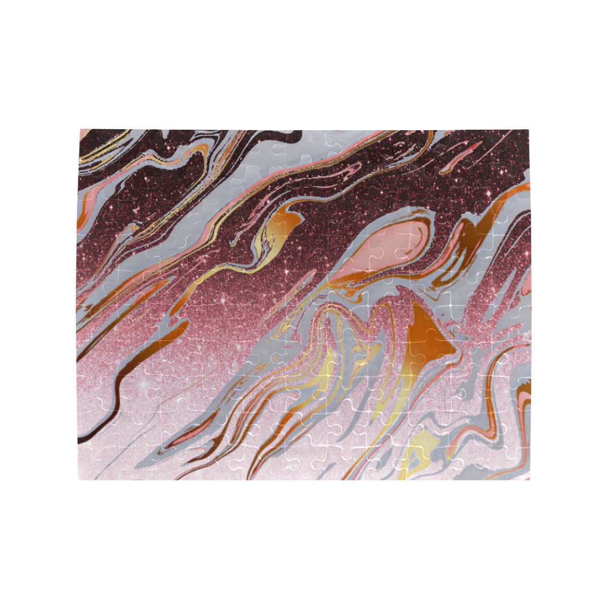 Rose gold glitter marble Rectangle Jigsaw Puzzle (Set of 110 Pieces)