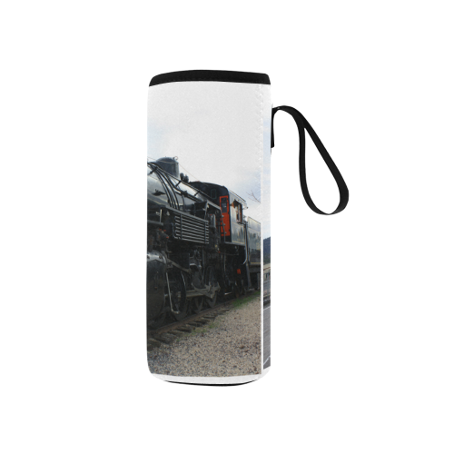 Railroad Vintage Steam Engine on Train Tracks Neoprene Water Bottle Pouch/Small