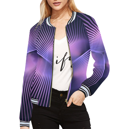 Purple Rays All Over Print Bomber Jacket for Women (Model H21)