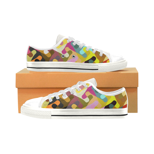 Colorful shapes Low Top Canvas Shoes for Kid (Model 018)