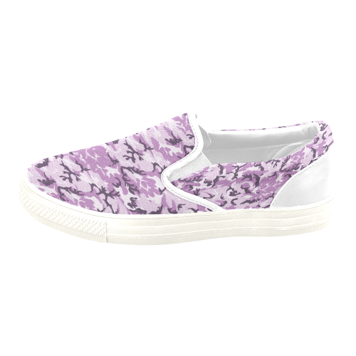 Woodland Pink Purple Camouflage Slip-on Canvas Shoes for Men/Large Size (Model 019)