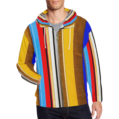Colorful abstract pattern stripe art All Over Print Full Zip Hoodie for Men (Model H14)