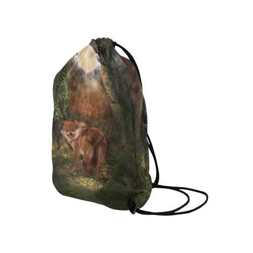 Awesome wolf in the night Medium Drawstring Bag Model 1604 (Twin Sides) 13.8"(W) * 18.1"(H)