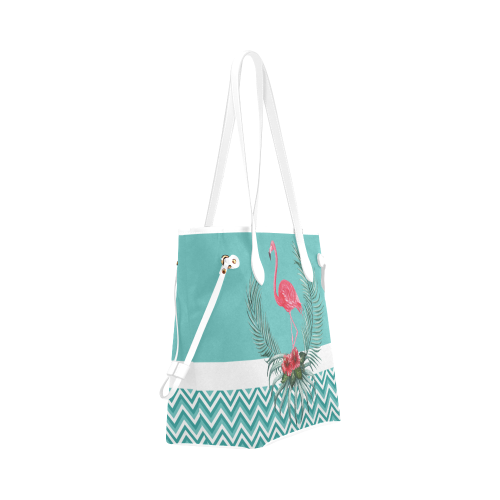 Retro Flamingo Chevron Clover Canvas Tote Bag (Model 1661)