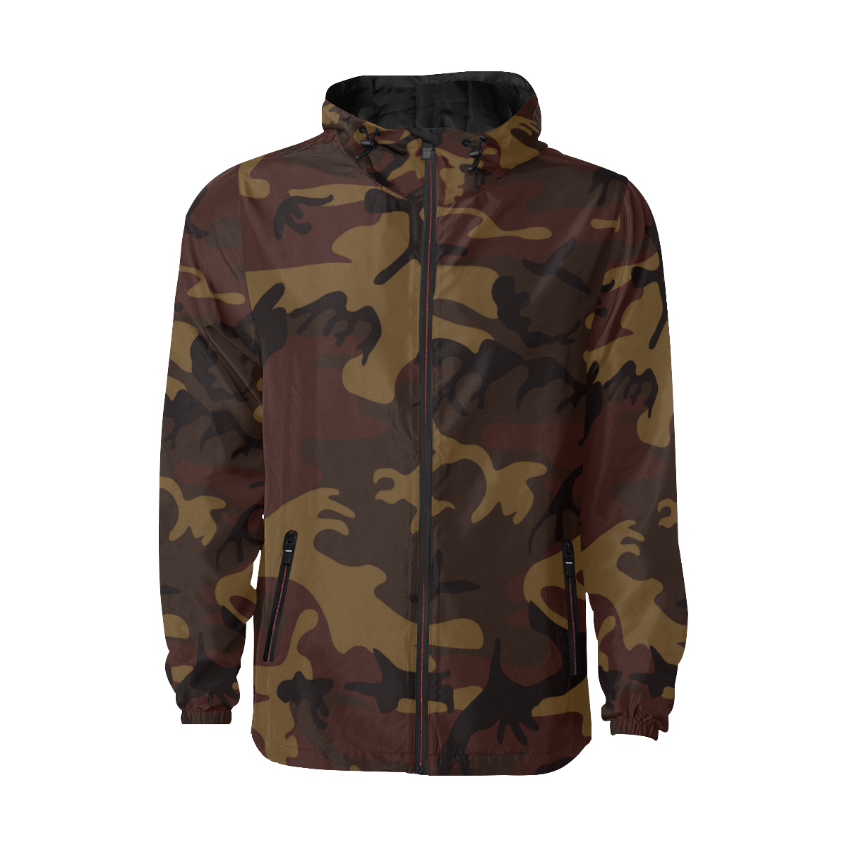 Camo Dark Brown All Over Print Quilted Windbreaker for Men (Model H35)