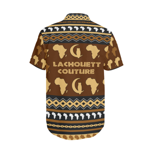 Afrika Ornement Men's Short Sleeve Shirt with Lapel Collar (Model T54)