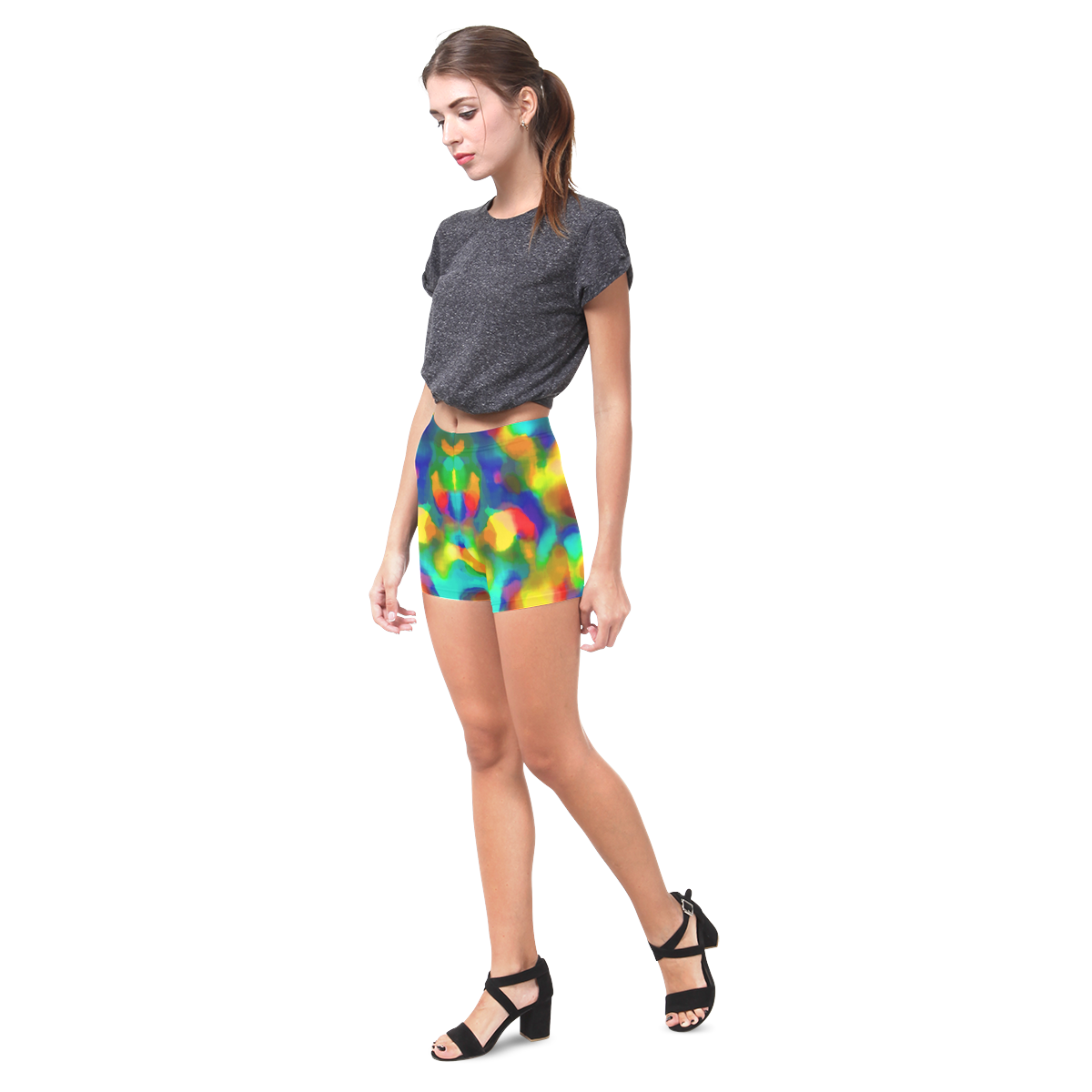 Colorful watercolors texture Briseis Skinny Shorts (Model L04)