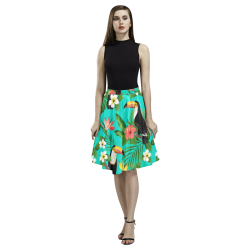 Tropical Summer Toucan Pattern Melete Pleated Midi Skirt (Model D15)