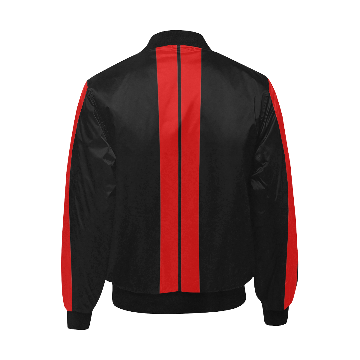 Red Race Car Stripe Center Black All Over Print Quilted Bomber Jacket for Men (Model H33)