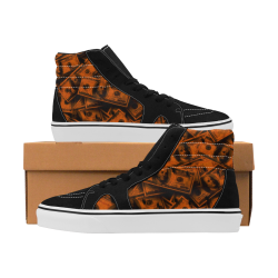 Orange Grunge Money Men's High Top Skateboarding Shoes (Model E001-1)