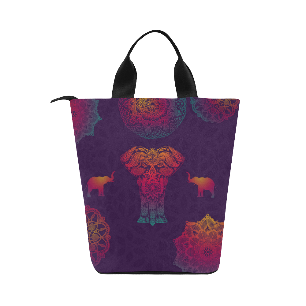 Colorful Elephant Mandala Nylon Lunch Tote Bag (Model 1670)