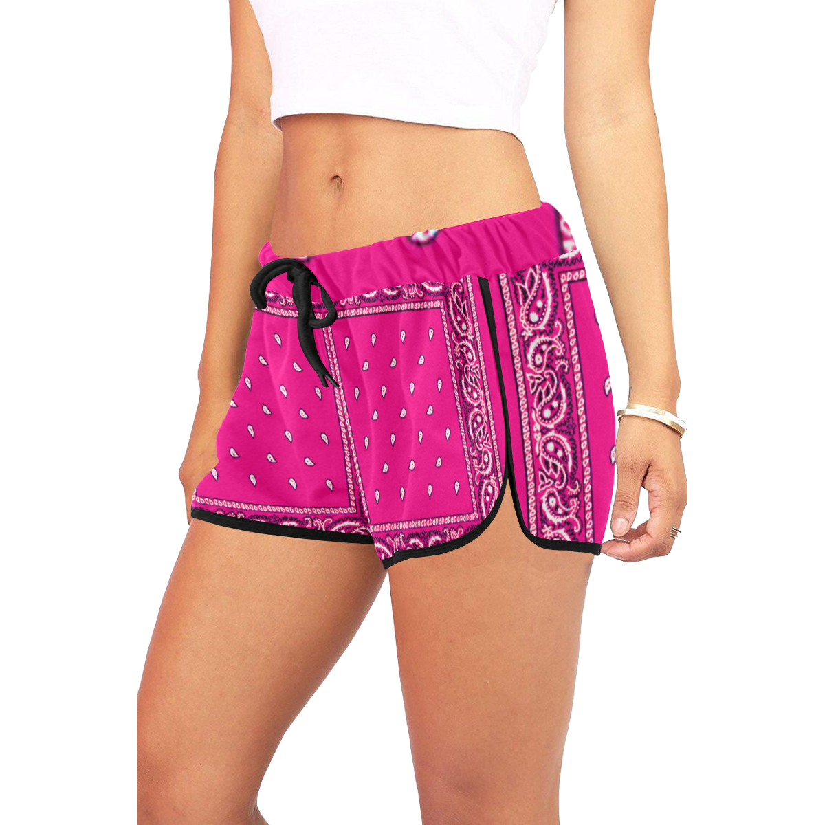 KERCHIEF PATTERN PINK Women's All Over Print Relaxed Shorts (Model L19)