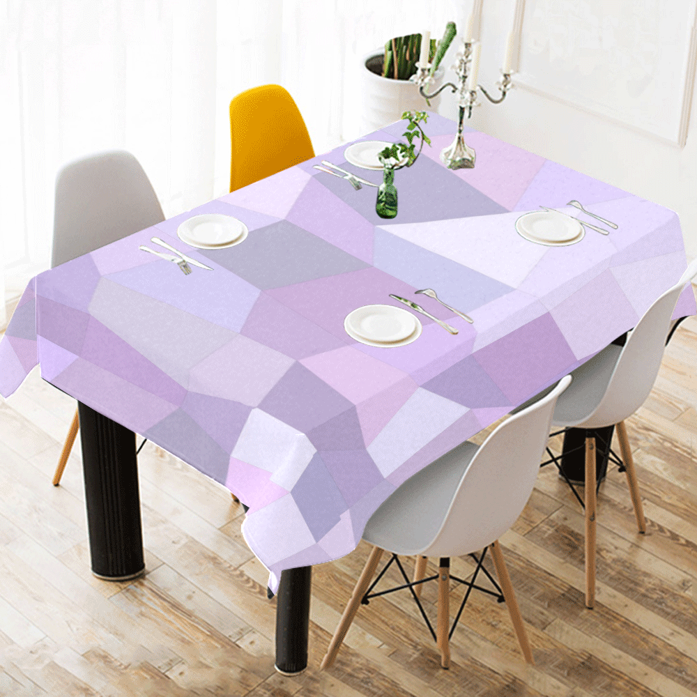 Pastel Purple Mosaic Cotton Linen Tablecloth 52"x 70"