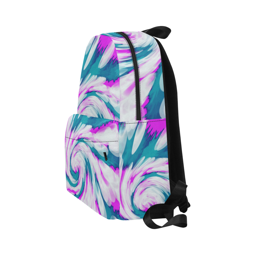 Turquoise Pink Tie Dye Swirl Abstract Unisex Classic Backpack (Model 1673)