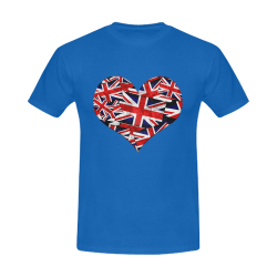 Union Jack British UK Flag Heart Men's T-Shirt in USA Size (Front Printing Only)