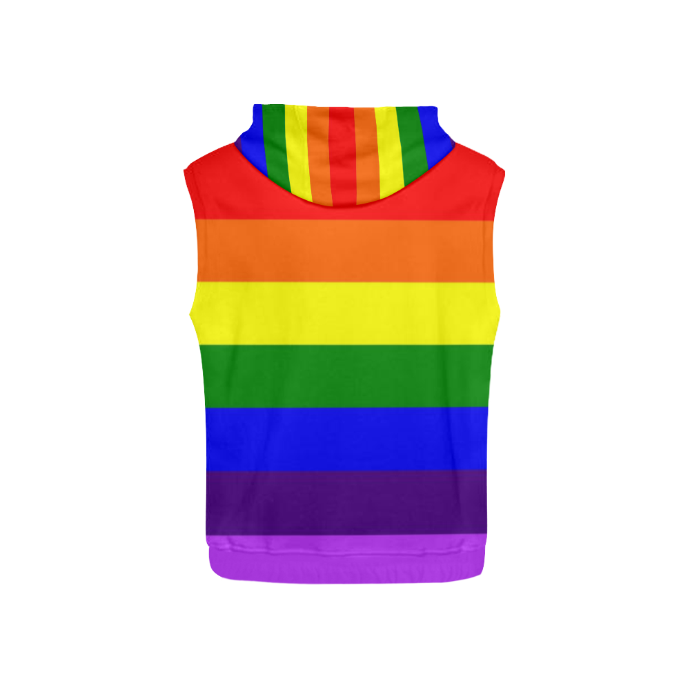 Rainbow Flag (Gay Pride - LGBTQIA+) All Over Print Sleeveless Hoodie for Kid (Model H15)