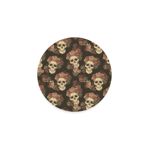 Skull and Rose Pattern Round Coaster