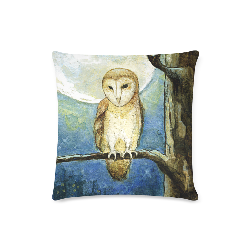 Owl Moon Custom Zippered Pillow Case 16"x16"(Twin Sides)