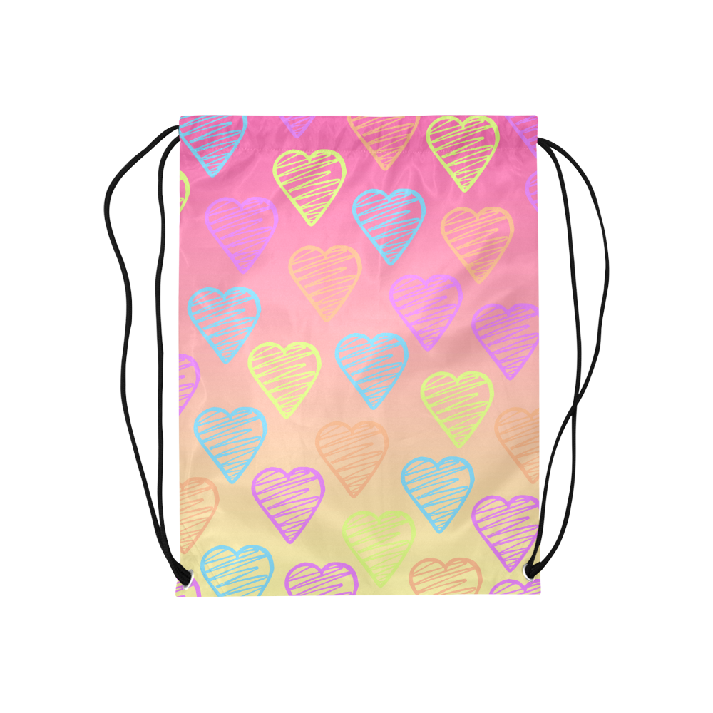 Hearts Pattern Medium Drawstring Bag Model 1604 (Twin Sides) 13.8"(W) * 18.1"(H)