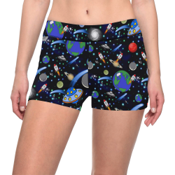 Galaxy Universe - Planets, Stars, Comets, Rockets Women's All Over Print Short Leggings (Model L28)